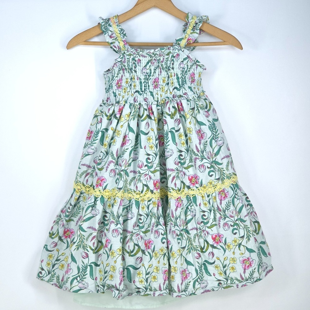 Haute Hippie Kids Floral Smocked Sundress Girls 7 Boho Cottagecore Easter Summer